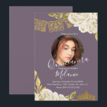 Convite Doze Anos de Glitter Marfim Flores Falsas Foto<br><div class="desc">Quinze Doze Anos Mexicano Papel Picado com Flores de Aguarela Marfim. Adicione a sua própria foto</div>