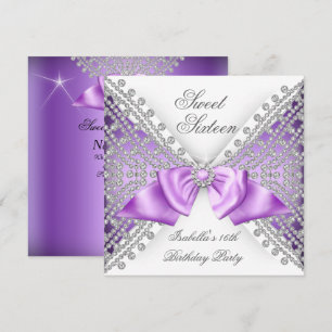 Convite Doze Anos Dezesseis Diamante Roxo Branco Festa