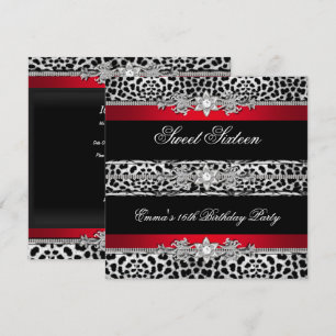 Convite Doze Anos, Dezesseis Leopardo Vermelho Preto Diama