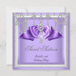 Convite Doze Anos Dezesseis Roxo Branco Festa Diamante 2F