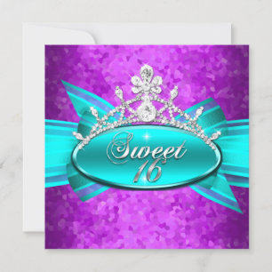 Convite Doze Anos Diamantes Imagem Azul Turquesa Roxo