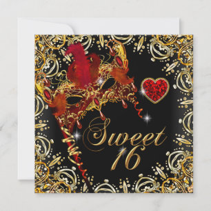 Convite Doze Anos Doce 16 Anos Mascarada Dourado