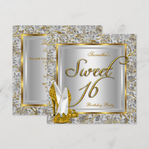 Convite Doze Anos Doce Aniversário Festa Dourado Prata Bra