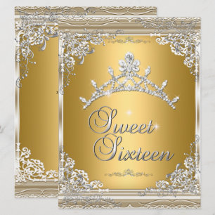Convite Doze Anos Doce Anos Ouro Branco Prata Tiara