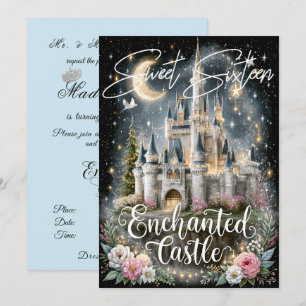 Convite Doze Anos Encantado Castelo Estrelas Brilham