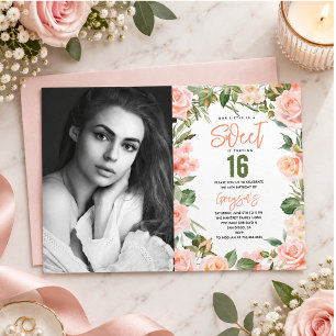 Convite Doze Anos Florais em Aquarela Elegante