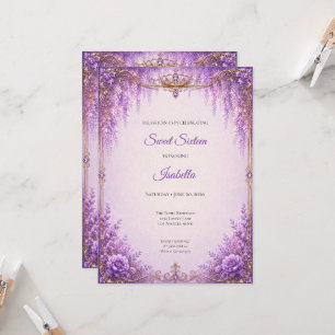 Convite Doze Anos Floral Roxo