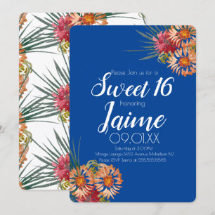 Convite Doze Anos Floral Tropical Aquarela