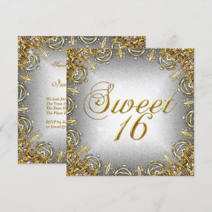Convite Doze Anos Lindos Doze Anos Dourado Cinza Prata