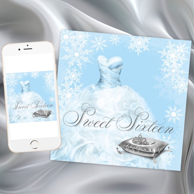 Convite Doze Anos Mágicos de Inverno para Qualquer Ocasião (Winter wonderland invitation. Remove Sweet Sixteen words and add your own text for any event. )