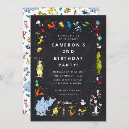 Convite Dr. Seuss Character Confetti | ANIVERSÁRIO DE CRIA