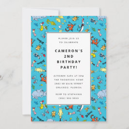 Convite Dr. Seuss Character Pattern | ANIVERSÁRIO DE CRIAN