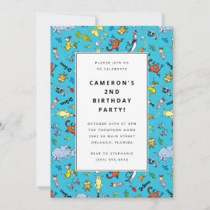 Convite Dr. Seuss Character Pattern   ANIVERSÁRIO DE CRIAN