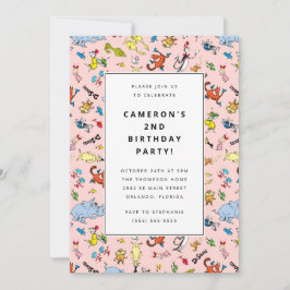 Convite Dr. Seuss Character Pattern | ANIVERSÁRIO DE CRIAN