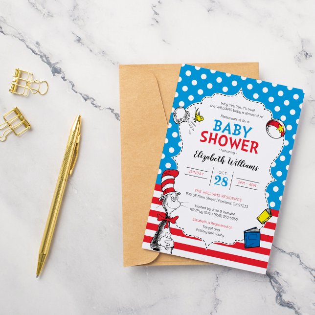 Convite Dr. Seuss - Gato no Chá de fraldas do Chapéu (Criador carregado)