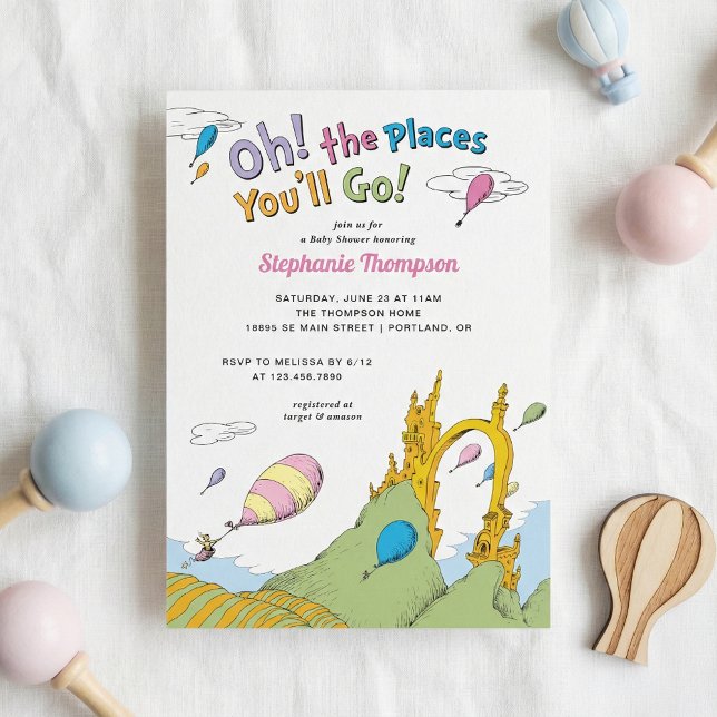 Convite Dr. Seuss - Oh, Os Lugares Que Você Irá Churrasco  (Criador carregado)