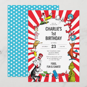 Convite Dr. Seuss - Personagens Aniversário Infantil