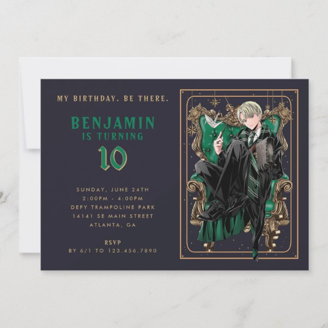 Convite Draco Malfoy Slytherin Aniversário (Frente)