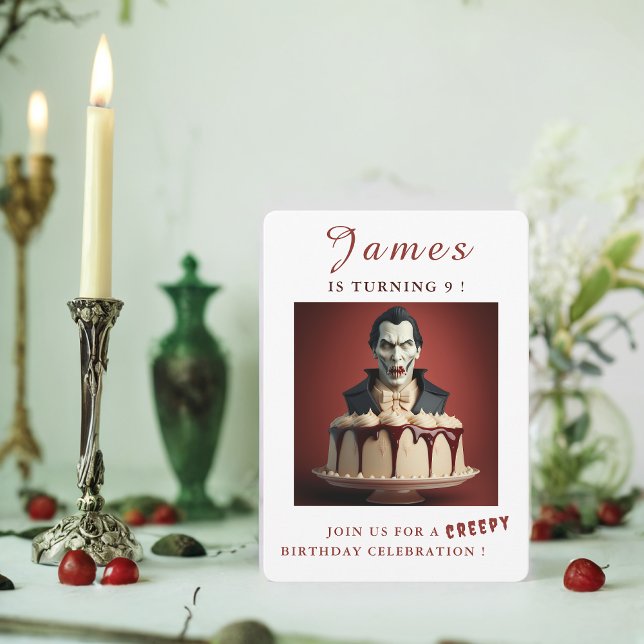 Convite Dracula Vampiro temido Cream Cake - Aniversário (Criador carregado)