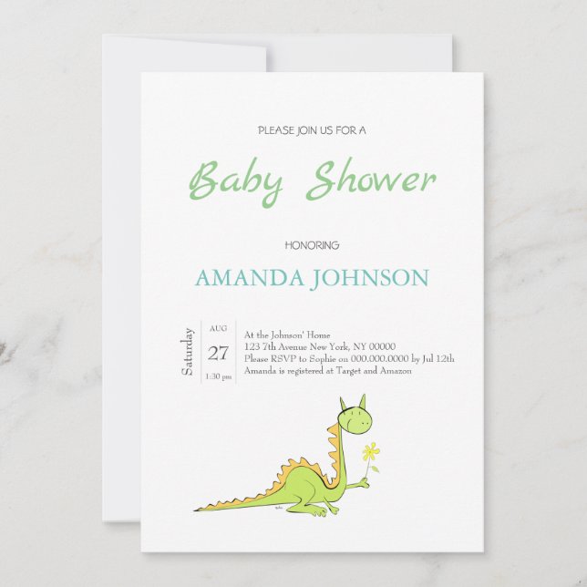 Convite Dragão com flor (Frente)