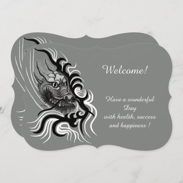 Convite Dragão da China em Tattoostyle (Frente/Verso)