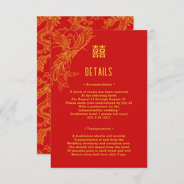 Convite Dragão e Casamento Fênix | Detalhes do convidado d (Frente/Verso)