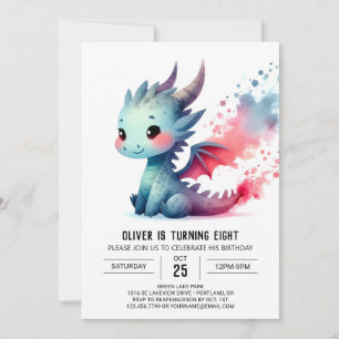 Convite Dragão Minimalista - Personalizável