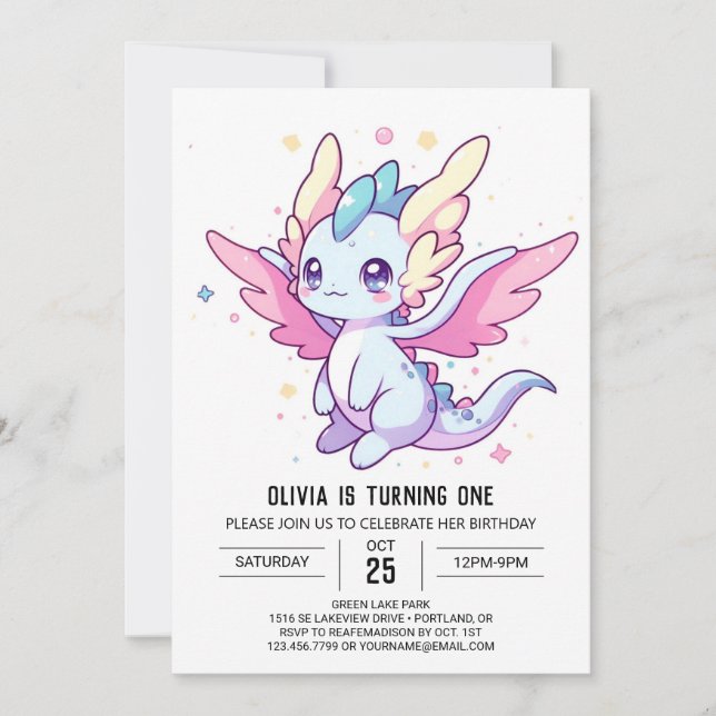 Convite Dragão Moderno Mítico 1º Aniversário (Frente)