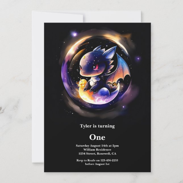 Convite Dragão Primeiro Aniversário (Frente)