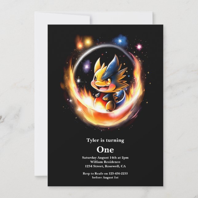 Convite Dragão Primeiro Aniversário (Frente)