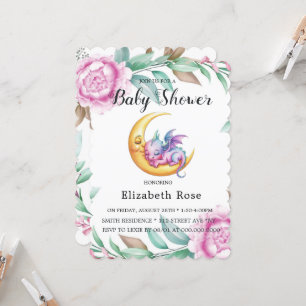 Convite Dragão Rosa e Chá de fraldas de Menina