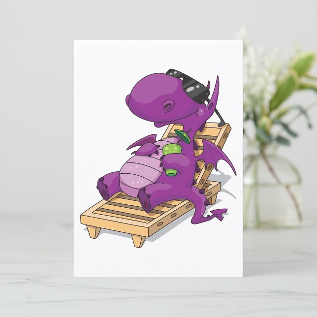 Convite Dragão Roxo Relaxando na Cadeira de Decks (Criador carregado)