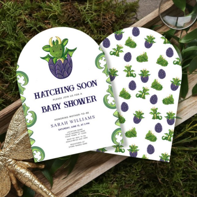 Convite Dragão Sexo Hatching Neutro Logo Chá de fraldas (Criador carregado)