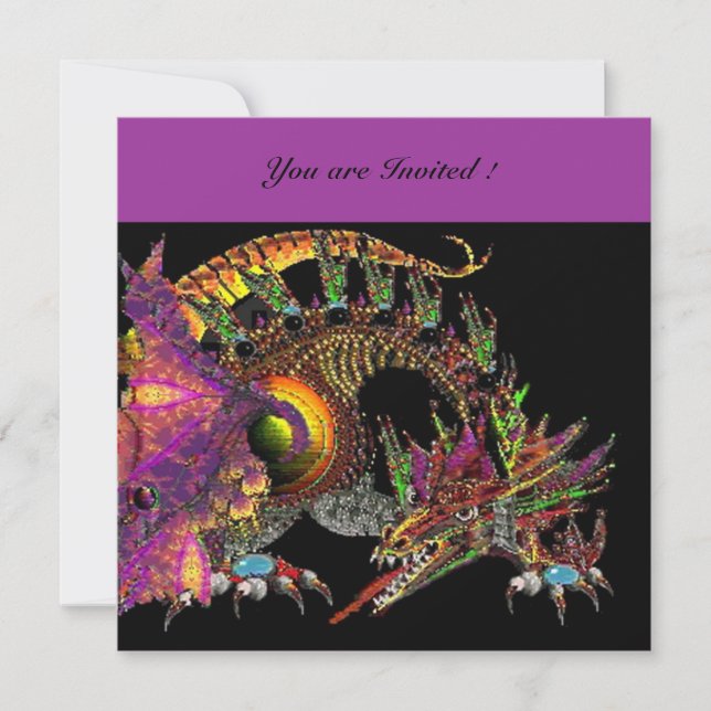 Convite DRAGO violeta roxo preto (Frente)