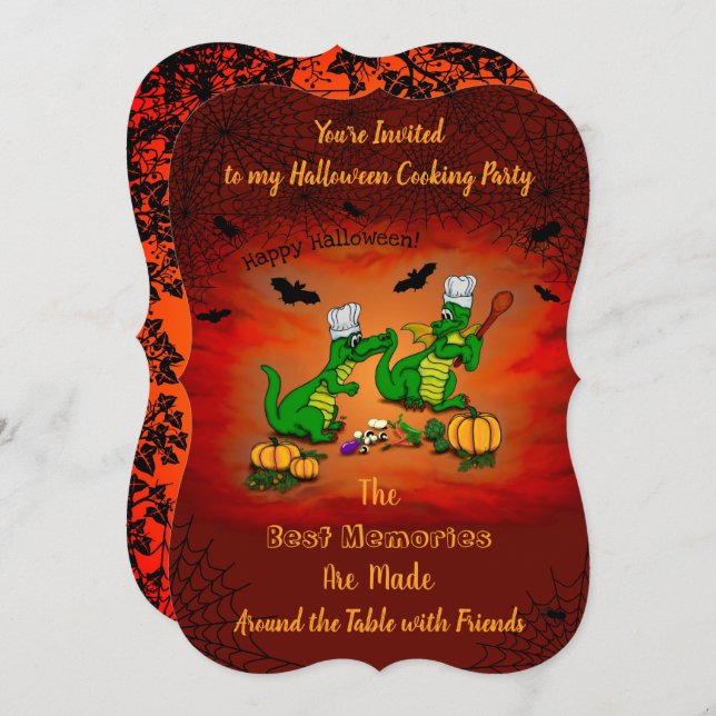 Convite Dragões - Feliz Halloween! Hoje eu cozinho (Frente/Verso)