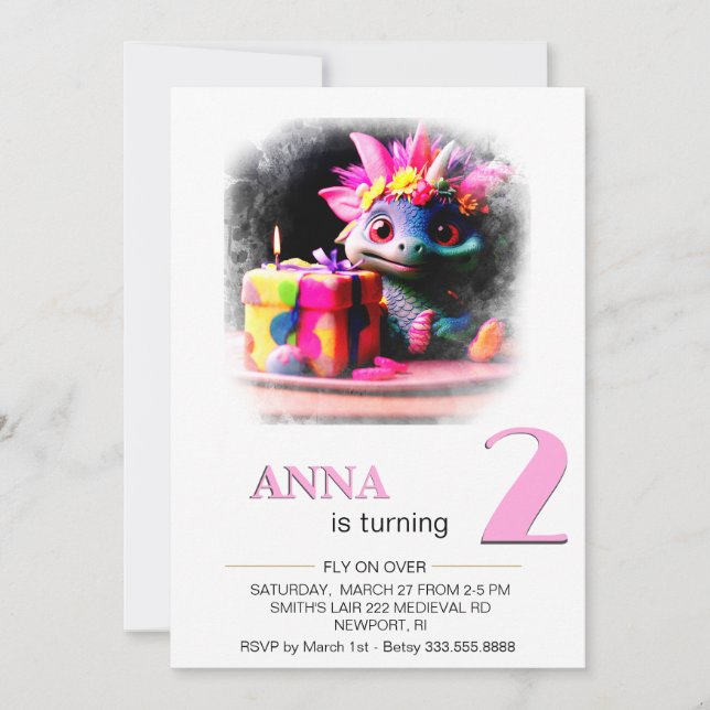 Convite *~* Dragon Baby Photo age 2 AP88 Festa de aniversá (Frente)