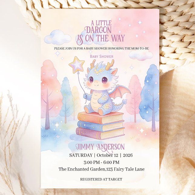 Convite Dragon Baby Shower Invitation (Criador carregado)