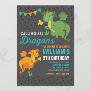 Convite Dragon Birthday - Festa de Cavaleiros e Dragões de