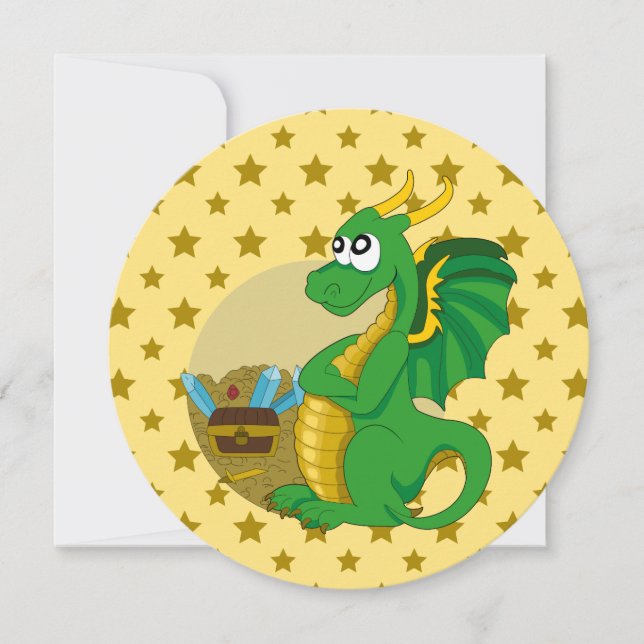 Convite Dragon cartoon birthday print invites (Frente)