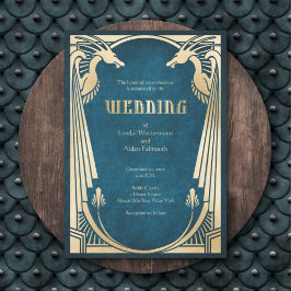 Convite Dragon Fantasy Modern Deco Wedding