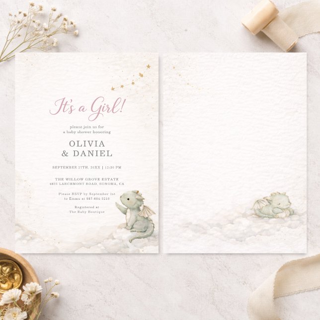 Convite Dragon It's a Girl Couples Storybook Baby Shower (Criador carregado)