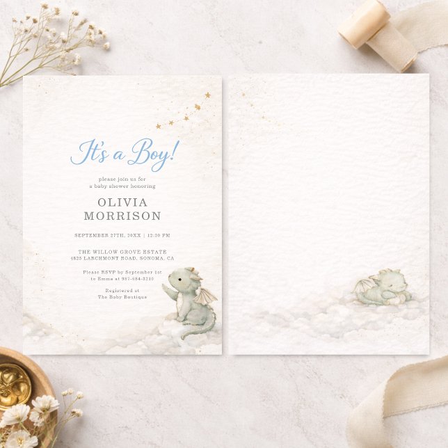 Convite Dragon Storybook It's a Boy Baby Shower (Criador carregado)