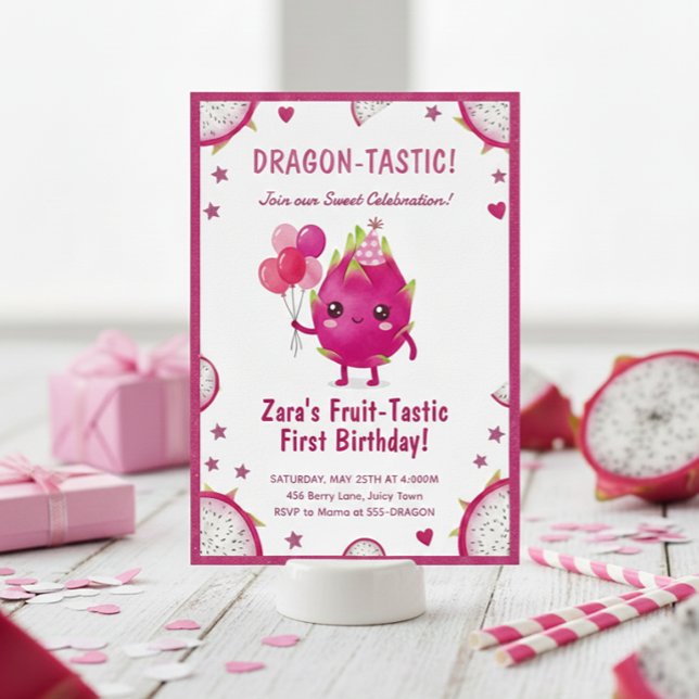 Convite Dragon-Tastic Dragon Fruit First Birthday (Criador carregado)