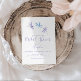 Convite Dragonflies Pintados Chá de panela azul roxo