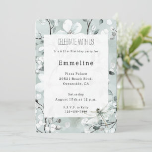 Convite Dragonfly Chic Blue Dragonfly Dream Floral Birthda