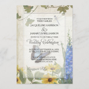 Convite Dragonfly Daisy Floral