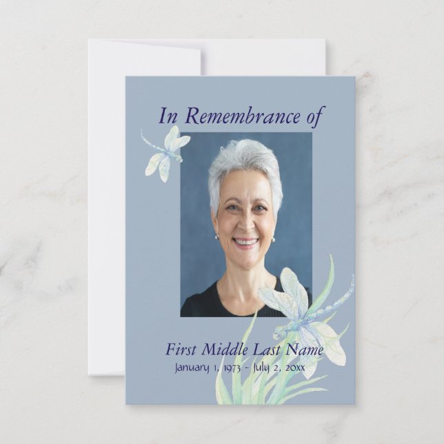 Convite Dragonfly do Serviço Memorial Personalizado (Frente)