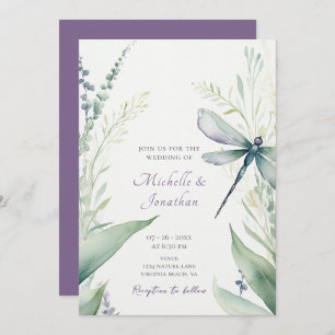 Convite Dragonfly Greenery All in One Wedding