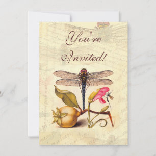 Convite Dragonfly, Pear, Cravo e Insetos
