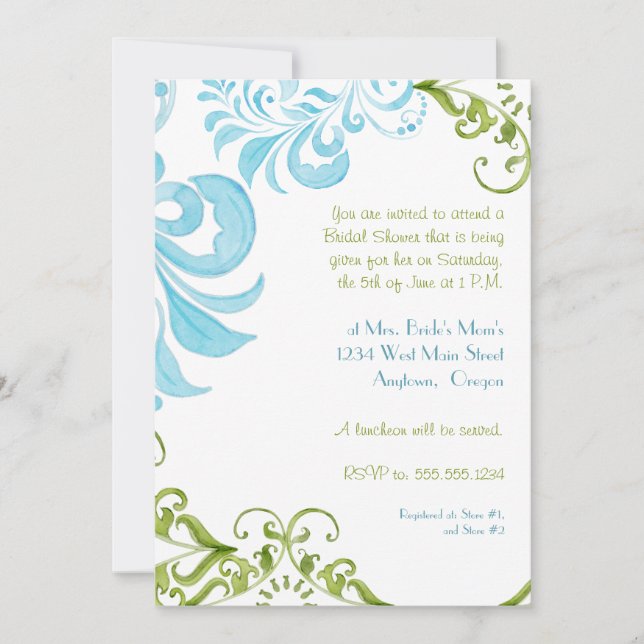Convite Dragonfly Swirls Scroll Chic Modern Floral Invite (Frente)
